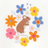 White Retro Floral/Mouse