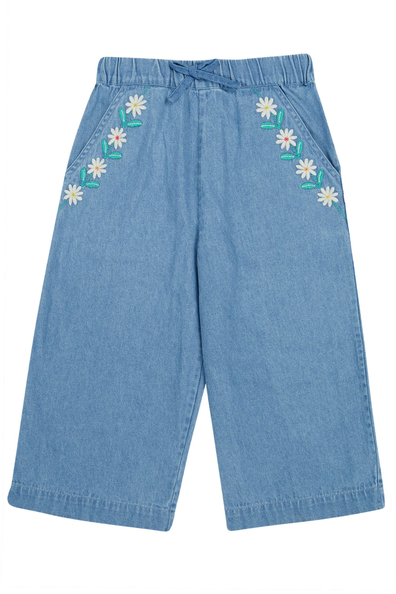 rosyluceEmbroidery Flower denim culottes（Luxury fashion